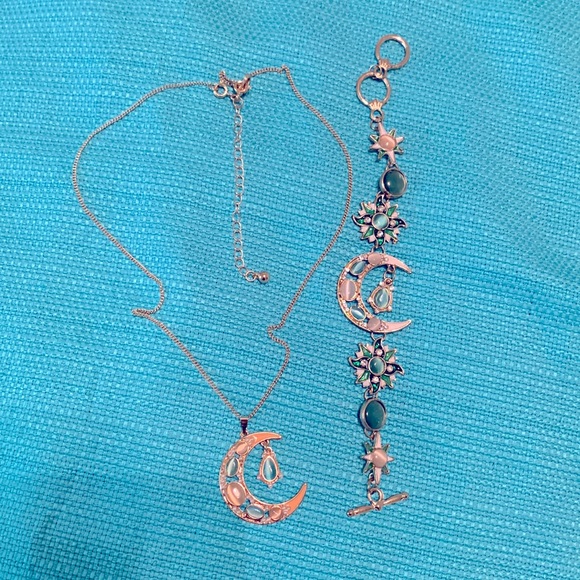 Necklace and Bracelet Set Moon and Stars, Beautiful Stones - Picture 1 of 6